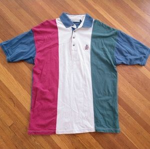Bugle Boy Co 90's Vtg XL Polo Colorblock Stripe